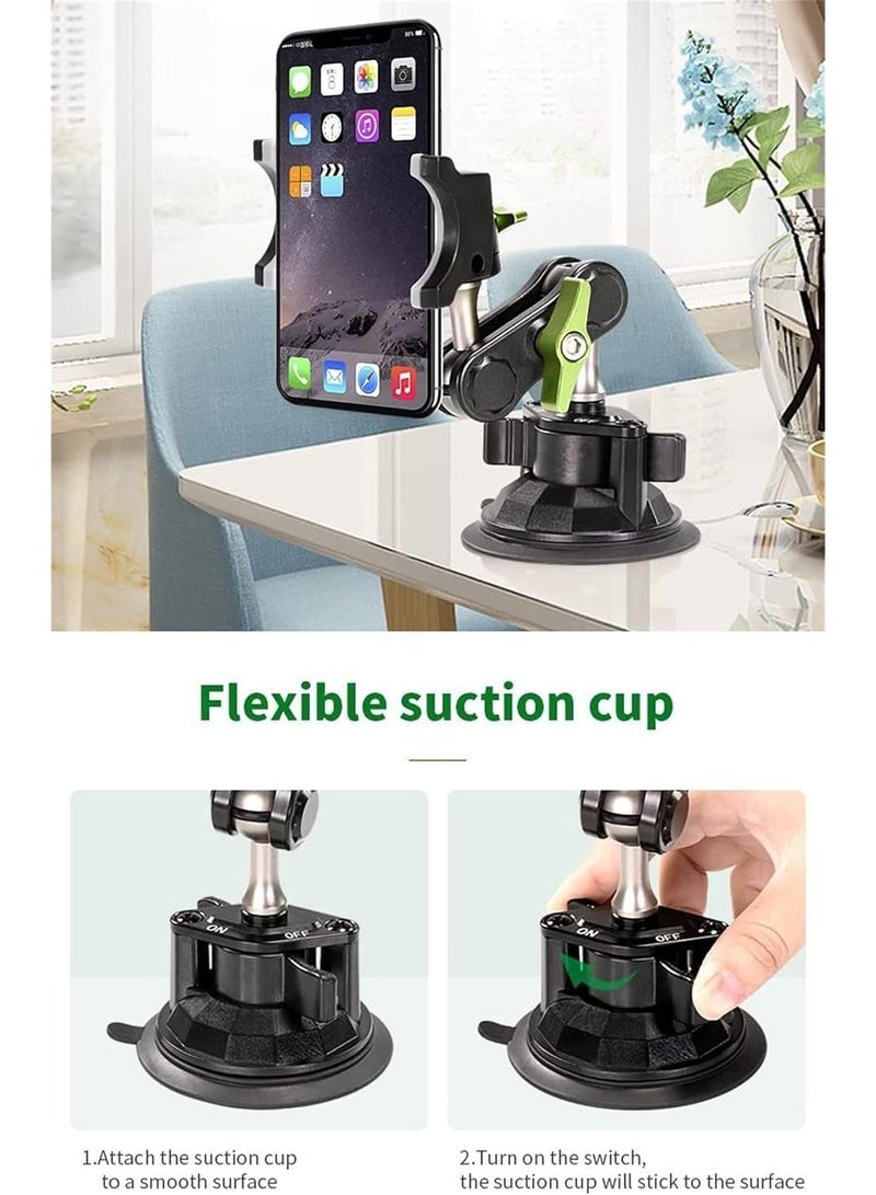 TIGER Universal Ball Head Arm for Phone – 360° Rotatable & Retractable Car Mount, Ballhead Magic Arm Suction Cup Holder, Car Basic Sucker Arm, GPS Holder for Car Windshield, Dashboard & Window - Image 5