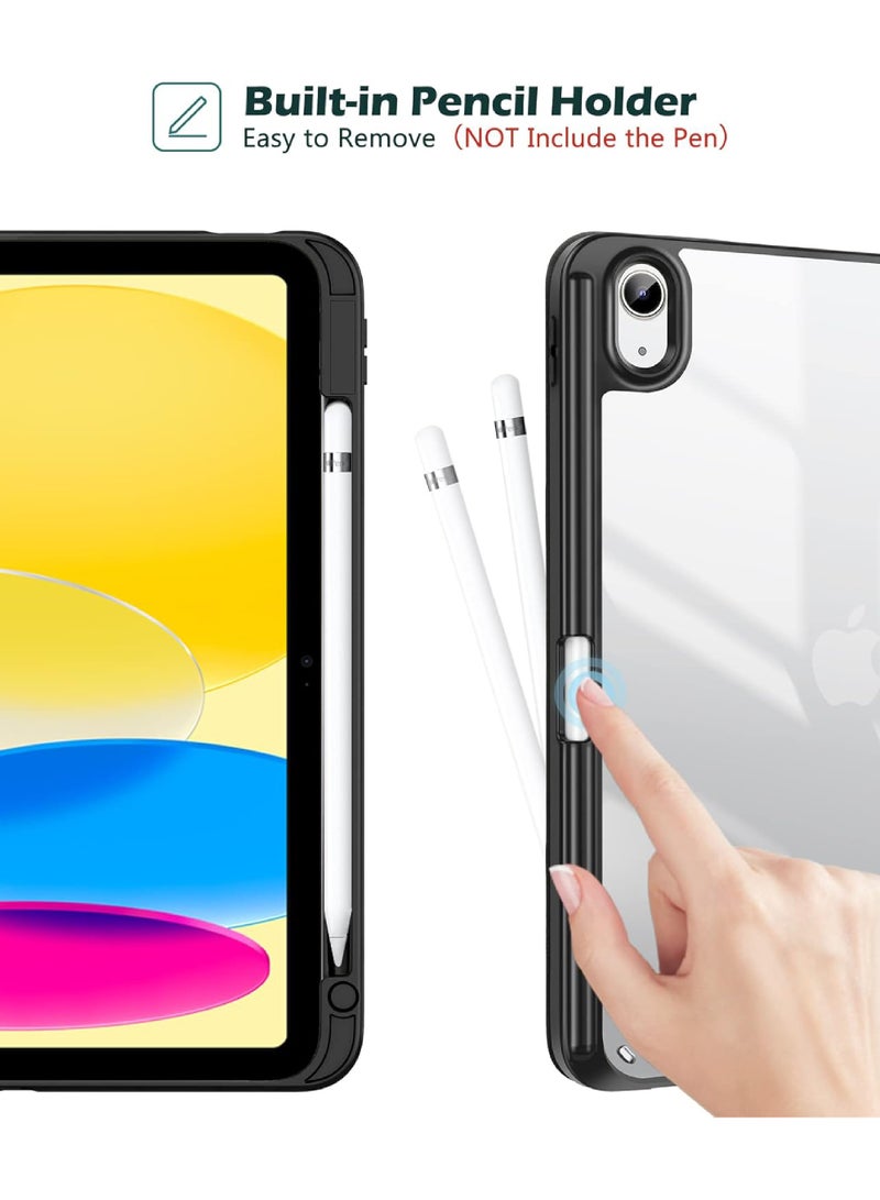 Rock Pow Case For iPad Air 11 inch M3/M2 2025/2024,iPad Air 5th 10.9 inch 2022/Air 4th 10.9 inch 2020 Generation Clear Back with Pencil Holder Auto Wake/Sleep Cover for air 4th/air 5th 10.9inch,air 6th/air 7th 11inch 2025/2024 - Image 3
