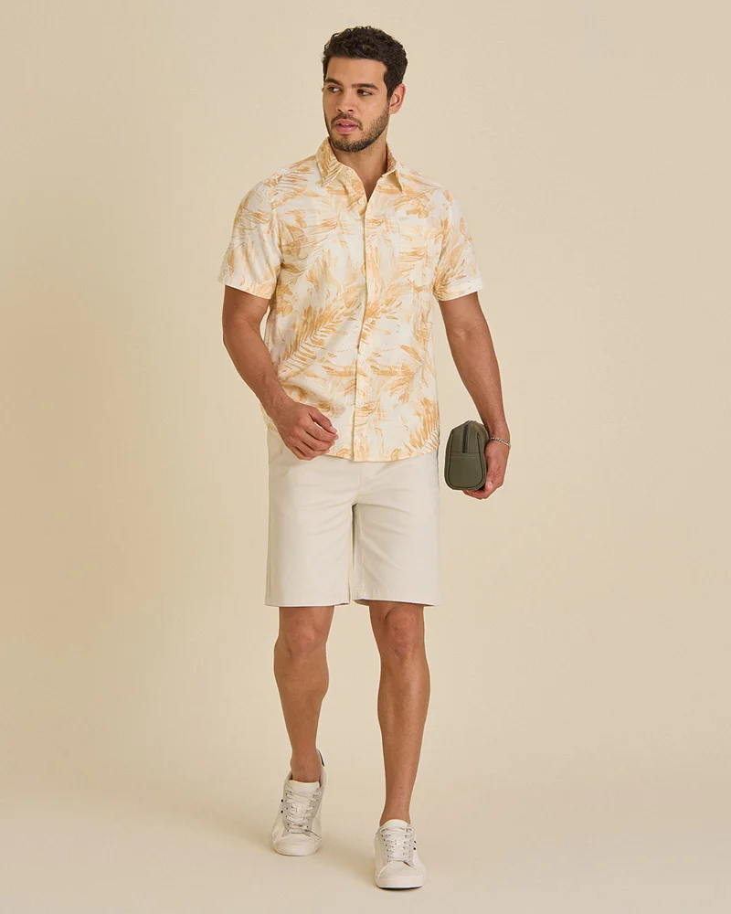 REDTAG Men Cream Printed Resort Shirt