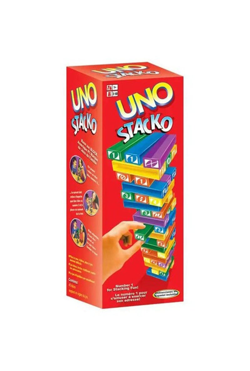 لعبة أونو ستاكو المكونة من ٤٥ مكعبًا ملونًا مع صينية للأطفال والعائلة