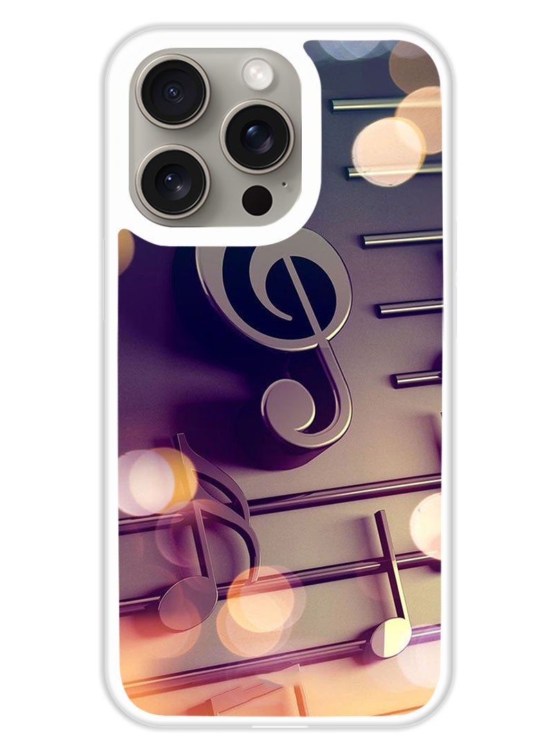 Theodor Protective Case Cover For APPLE IPHONE 15 Pro Music Nodes (White Bumper) - Image 1