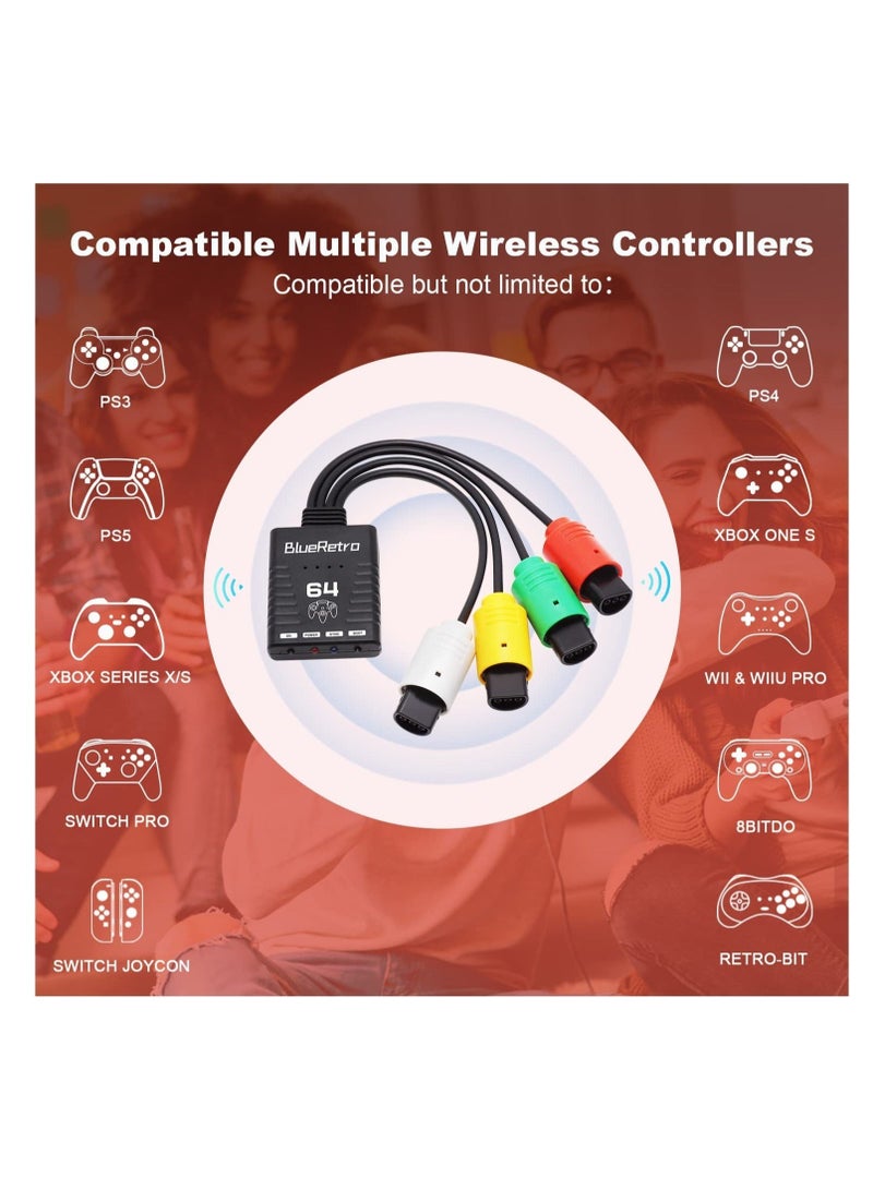 Captaintech Wireless Controller Adapter, Bluetooth Controller Adapter for N64 Console, Multiplayer Bluetooth Controller Adapter, Compatible with PS3/PS4/PS5, Xbox One S, Series X/S, Switch Pro - Image 2