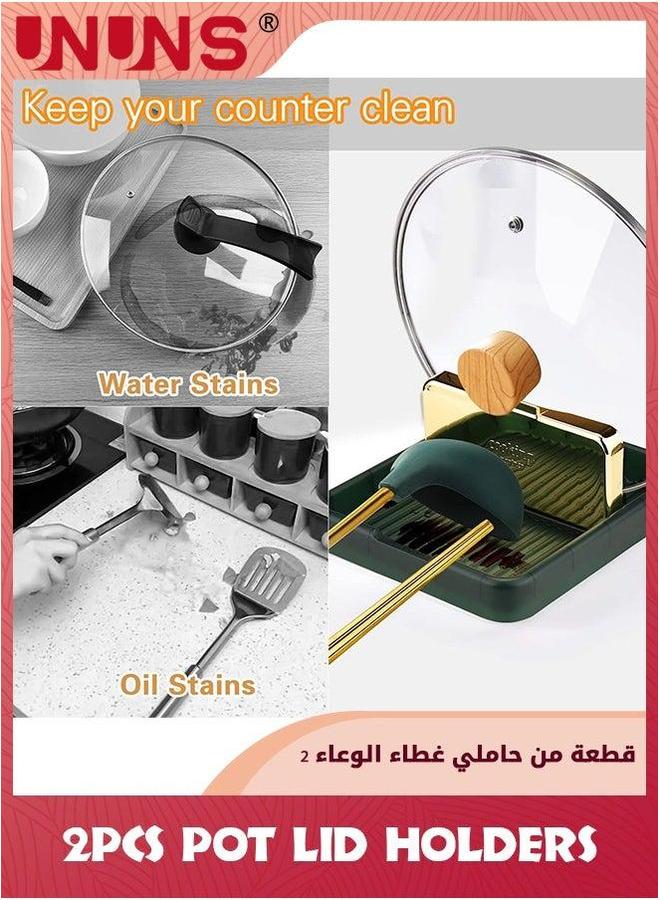 يو إن يو إن أس 2 Pack Spoon Rest With Lid Holder,Spatula Ladle Pot Utensil For Countertop,Kitchen Gadgets Accessories Cooking - Image 2