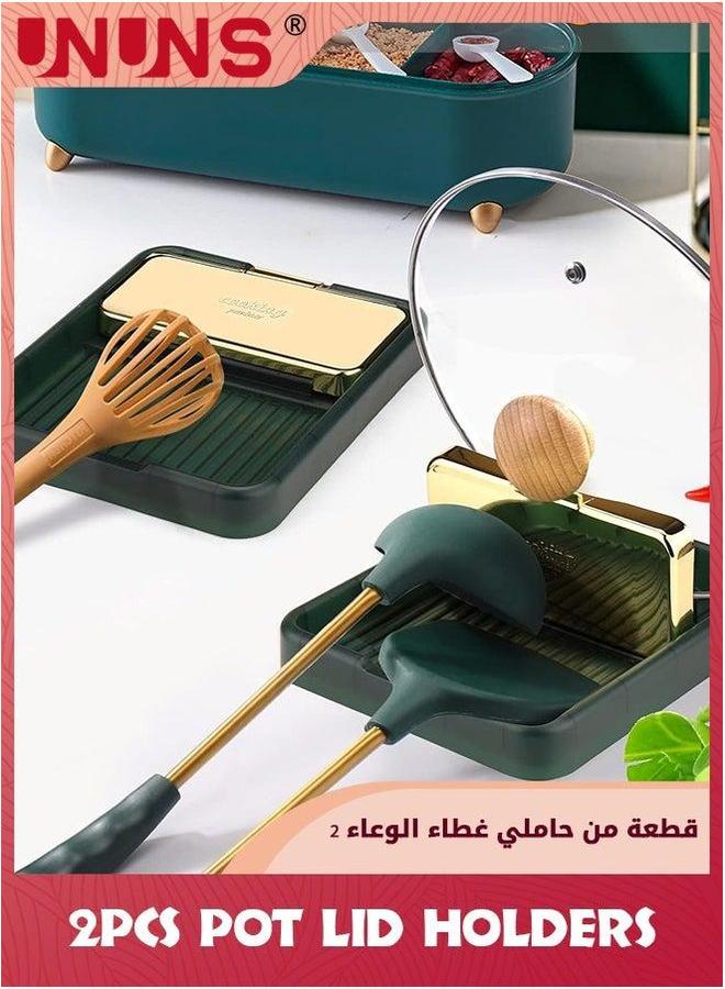 يو إن يو إن أس 2 Pack Spoon Rest With Lid Holder,Spatula Ladle Pot Utensil For Countertop,Kitchen Gadgets Accessories Cooking - Image 3