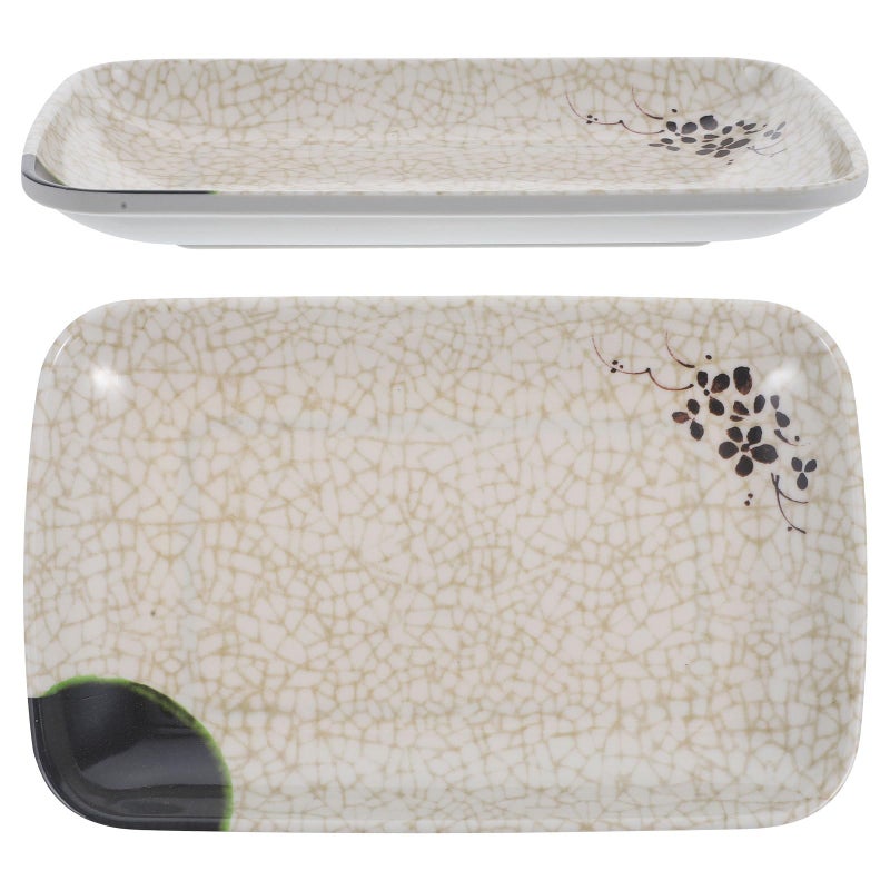 2Pcs 8 Inch Rectangular Melamine Sushi Plates Blue White Porcelain Style Serving Dish Set - Image 2