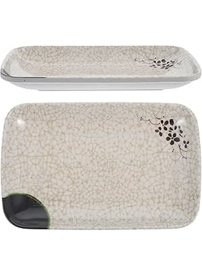 2Pcs 8 Inch Rectangular Melamine Sushi Plates Blue White Porcelain Style Serving Dish Set - Image 1