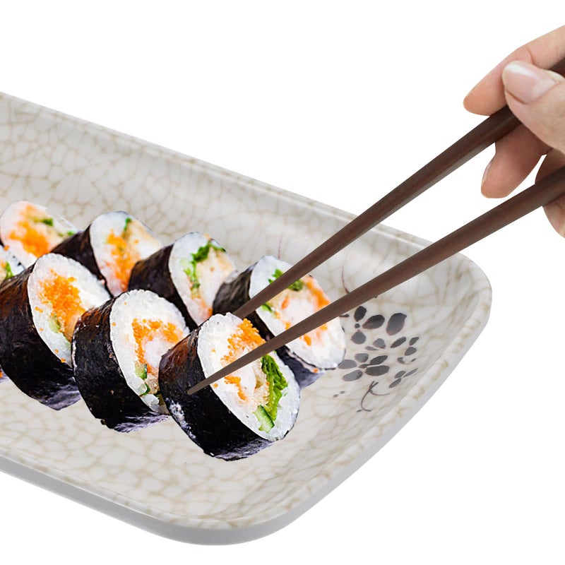 2Pcs 8 Inch Rectangular Melamine Sushi Plates Blue White Porcelain Style Serving Dish Set - Image 5