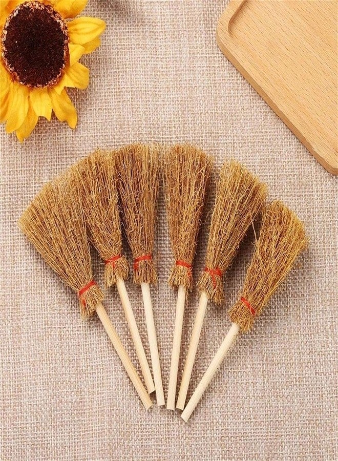 WaigN 10Pcs Mini Brooms, Witch Straw Brooms, Doll House Dollhouse Accessories Props Miniature Artificial, Mini Furniture Halloween Decoration Accessory for Costume Cosplay Party, Dollhouse Décor - Image 5