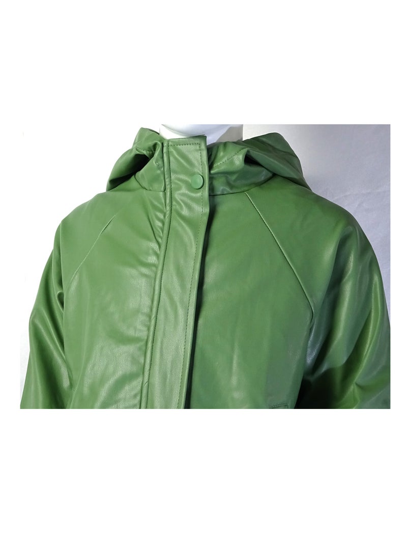 شلــــتر صناعة تركية فاخرة؛ جاكيت جلد للبنات بسحاب لون سادة من مجموعة شلـــتر 35613 - Image 3