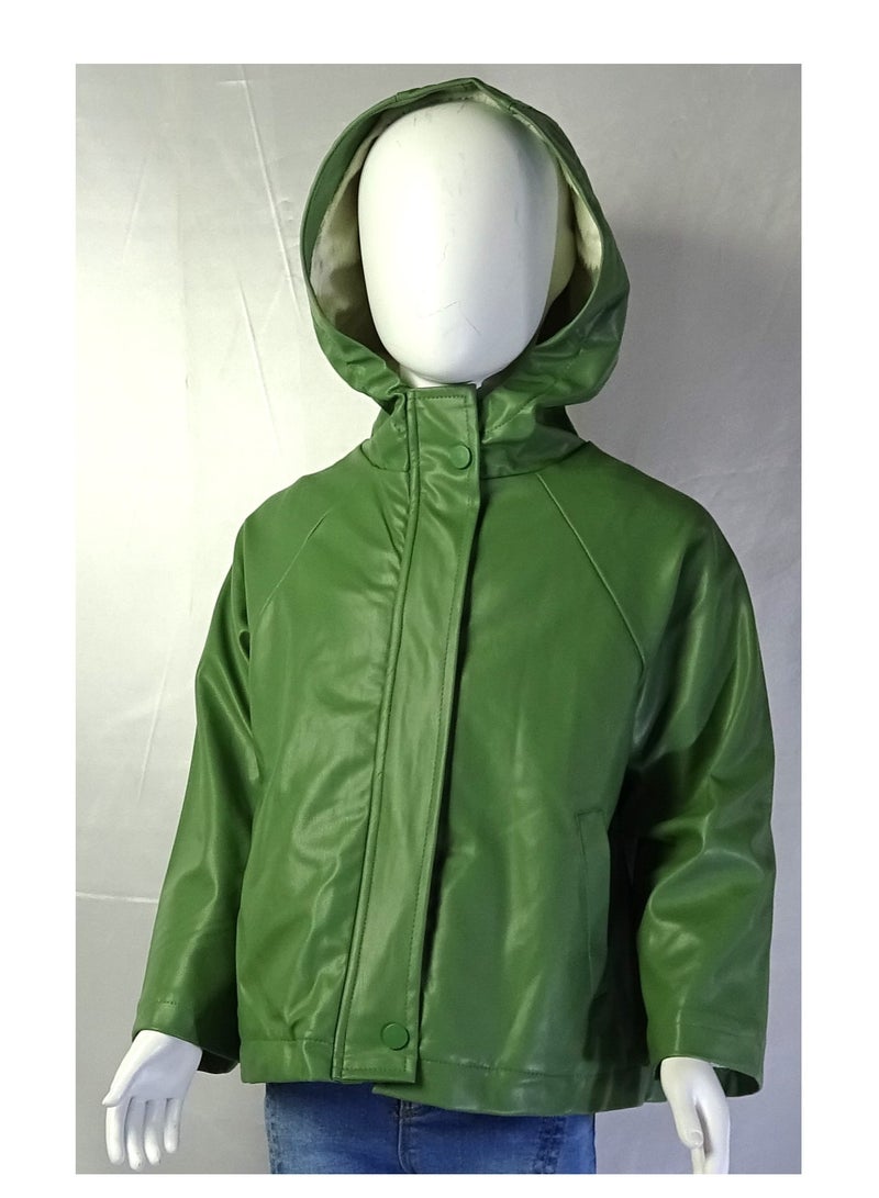 شلــــتر صناعة تركية فاخرة؛ جاكيت جلد للبنات بسحاب لون سادة من مجموعة شلـــتر 35613 - Image 5