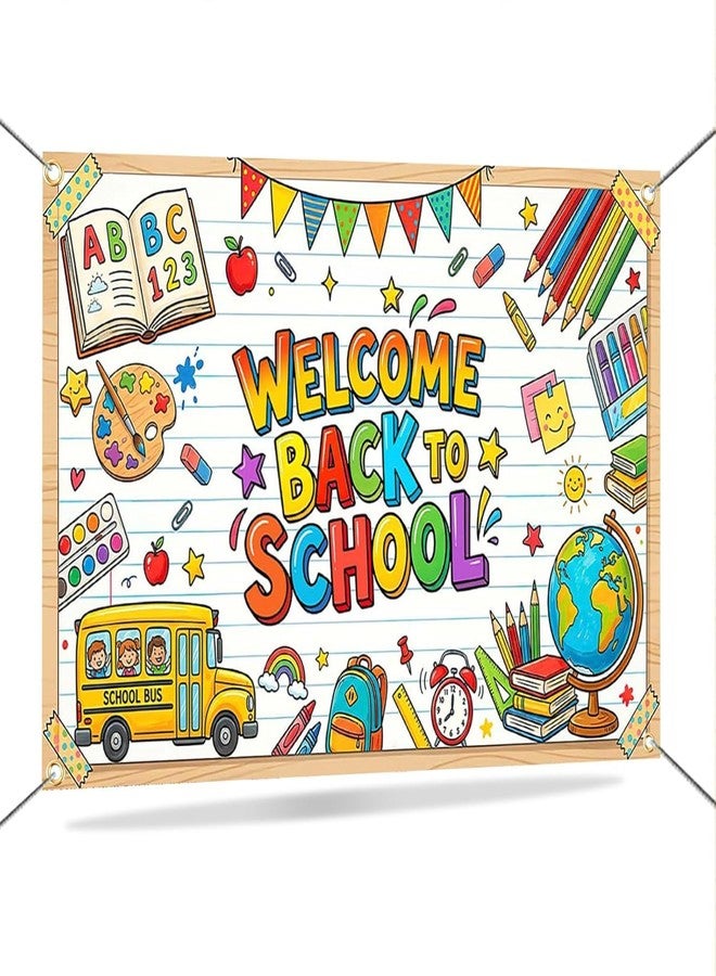 Mocsicka Back to School Backdrop Banner Decorations for School 6x3.6ft - Image 5