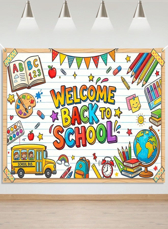 Mocsicka Back to School Backdrop Banner Decorations for School 6x3.6ft - Image 1