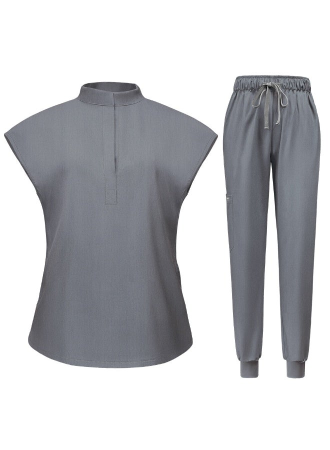 NIBEMINENT Scrubs  Jogger Scrub Sets Women Solid Color Breathable Work Clothes Lab Coat Uniform Hospital Doctor Work Wear - Image 1