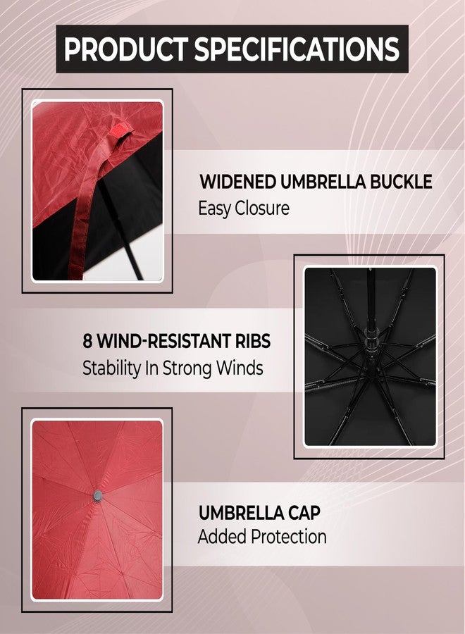 Robustt Wind Resistant Waterproof Umbrella - Maroon (Pack of 2) | Auto Open & Close Mechanism | Lightweight & Compact | Heavy Duty | Travel- Friendly - Image 2