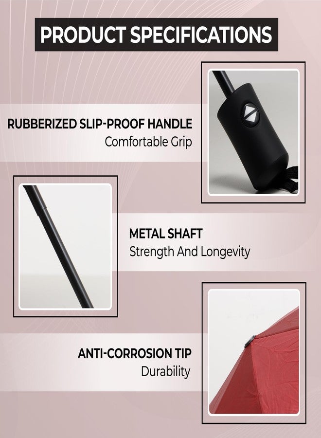 Robustt Wind Resistant Waterproof Umbrella - Maroon (Pack of 2) | Auto Open & Close Mechanism | Lightweight & Compact | Heavy Duty | Travel- Friendly - Image 3