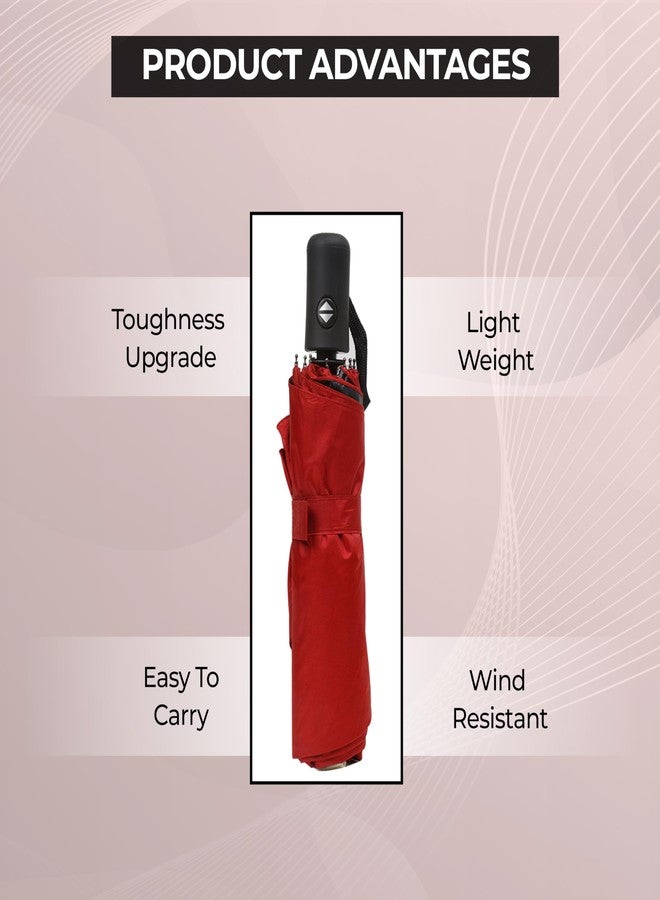 Robustt Wind Resistant Waterproof Umbrella - Maroon (Pack of 2) | Auto Open & Close Mechanism | Lightweight & Compact | Heavy Duty | Travel- Friendly - Image 4