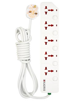 KADRIS Power Strips KD1605S Heavy Duty Extension Cord with 5 way Outlets with switches, Charging Socket with 4 meter Heat resistant  Extension Cord (White)  - Image 4