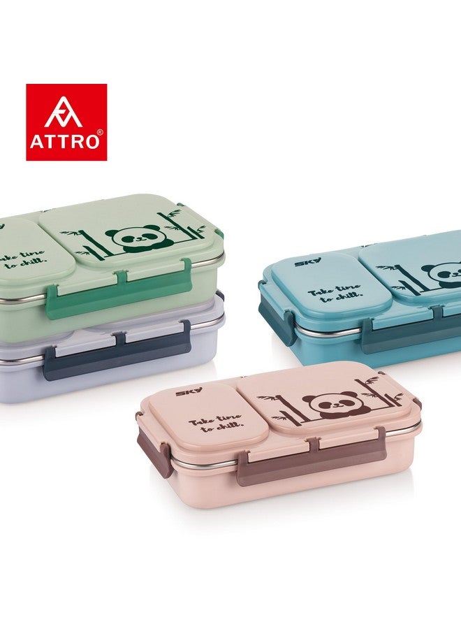 ATTRO صندوق غداء معزول ATTRO Legacy 2 مع قسمين خالي من BPA، مناسب للطعام، مثالي للمدرسة، النزهات، المكتب والأنشطة الخارجية - 600 مل خوخي، فولاذ مقاوم للصدأ - Image 4
