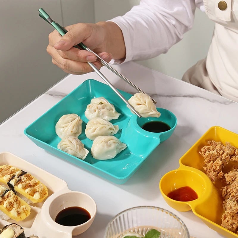 Dipping Dish Dumpling Sushi Serving Plate with Dipping Saucer Snack Tray Dessert Dinner Dishes Japanese Holder Kitchen Tableware - Image 4