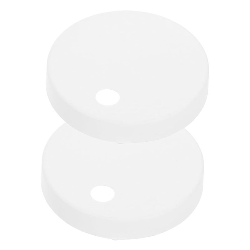 White Toilet Seat Screw Caps 60mm Round Plastic Bolt Covers Easy Installation With Extra Washers - Image 2