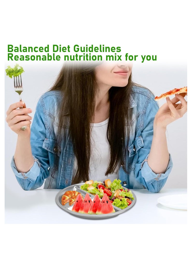 يلا جوي أطباق الأطفال المصنوعة من الفولاذ المقاوم للصدأ، طبق من الفولاذ المقاوم للصدأ، طبق من الفولاذ المقاوم للصدأ مقسم للكبار والأطفال، للتخييم والغداء والعشاء （4 قطع） - Image 3