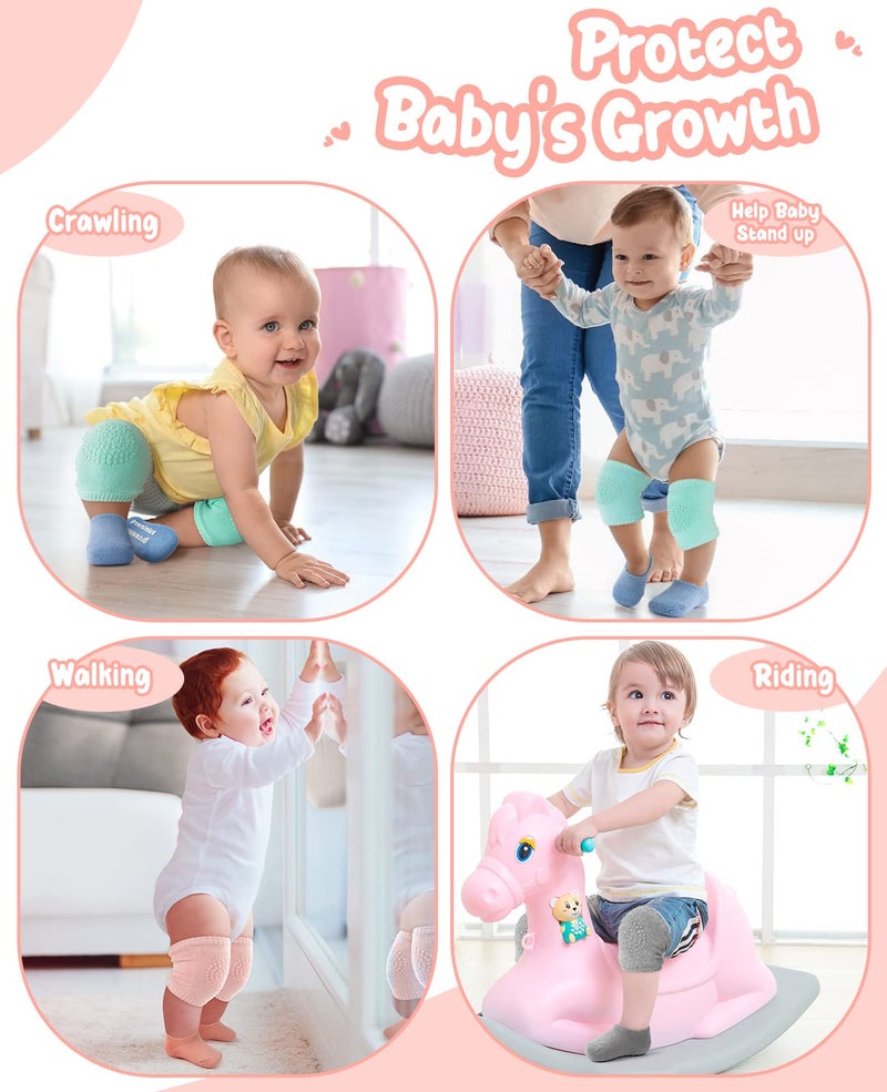 BOSONER Baby Crawling Anti-Slip Knee and Socks for Boys And Girls Best Infant Gift, Unisex Baby Toddlers Kneepads (Blue Pink Grey) 6-24 Months - Image 4