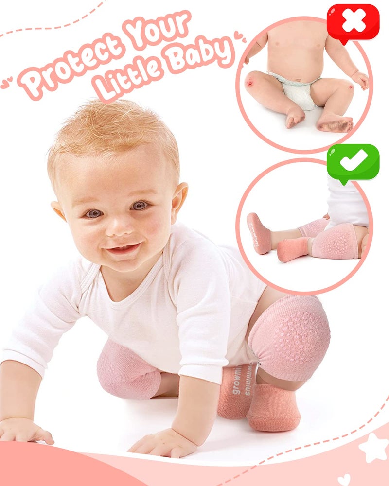 BOSONER Baby Crawling Anti-Slip Knee and Socks for Boys And Girls Best Infant Gift, Unisex Baby Toddlers Kneepads (Blue Pink Grey) 6-24 Months - Image 2