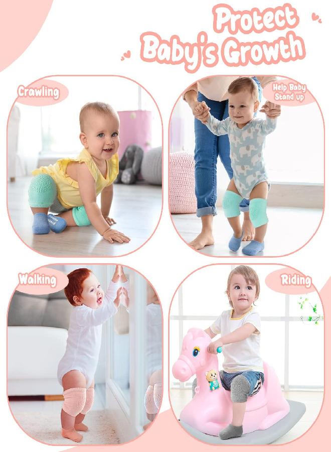 Bosoner BOSONER Baby Crawling Anti-Slip Knee and Anti Slip Baby Boys Girls Socks Best Infant Gift, Unisex Baby Toddlers Kneepads (Blue Pink Grey) 6-24 Months - Image 4