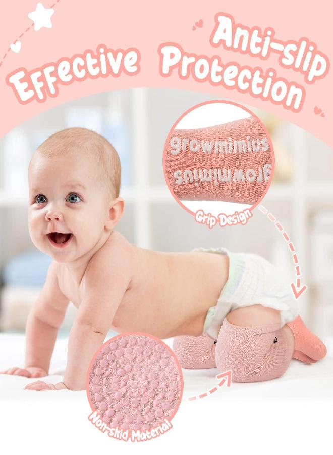 Bosoner BOSONER Baby Crawling Anti-Slip Knee and Anti Slip Baby Boys Girls Socks Best Infant Gift, Unisex Baby Toddlers Kneepads (Blue Pink Grey) 6-24 Months - Image 3