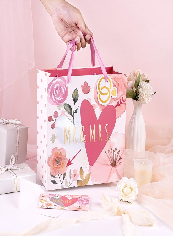 WRAPAHOLIC 10.5" Medium Gift Bags with Card and Tissue Paper - Mr & Mrs Design for Weddings, Engagements, Bridal Showers, Anniversary, Gift Wrap - Image 5