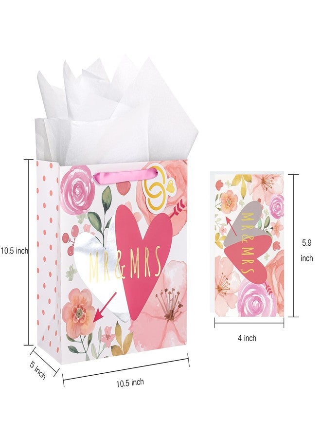 WRAPAHOLIC 10.5" Medium Gift Bags with Card and Tissue Paper - Mr & Mrs Design for Weddings, Engagements, Bridal Showers, Anniversary, Gift Wrap - Image 2