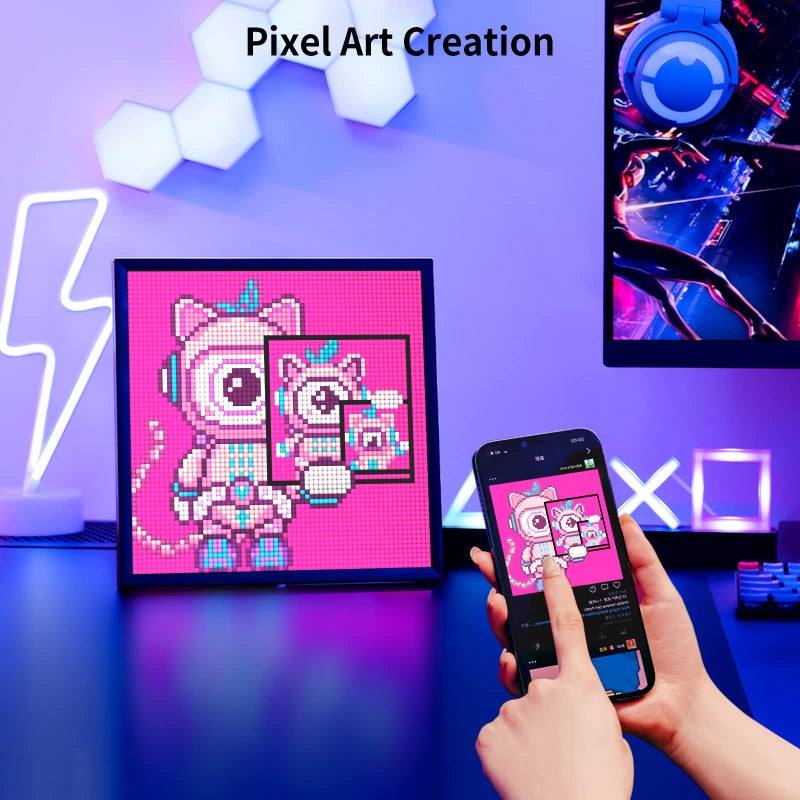 Divoom Pixoo-64 - WiFi Pixel Cloud Digital Frame with APP Control,64 X 64 LED Panel Display Frame for Gaming Room Decoration/Social Media Fans Counter - Image 3