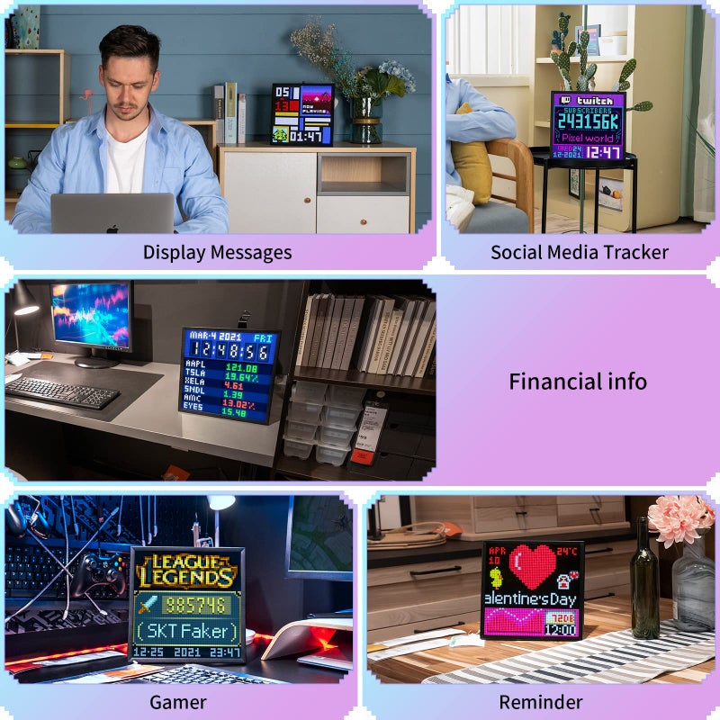 Divoom Pixoo-64 - WiFi Pixel Cloud Digital Frame with APP Control,64 X 64 LED Panel Display Frame for Gaming Room Decoration/Social Media Fans Counter - Image 5