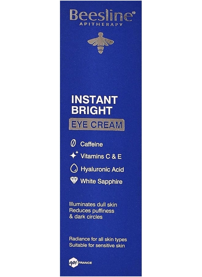 Beesline Beesline Instant Bright Eye Cream for Anti Aging, Wrinkles and Dark Circle, Caffeine Vitamins C & E Hyaluronic Acid White Sapphire, Suitable for Sensitive Skin, 15ml  - Image 3