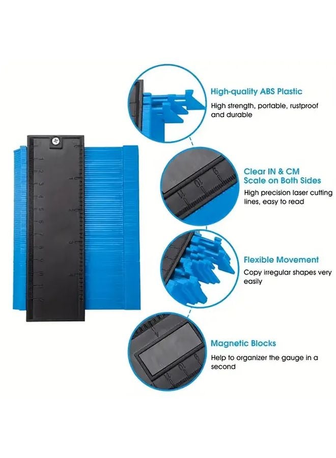 10 Inch Blue Contour Gauge Tool Adjustable Angle Curve Template Maker for Carpentry - Image 3