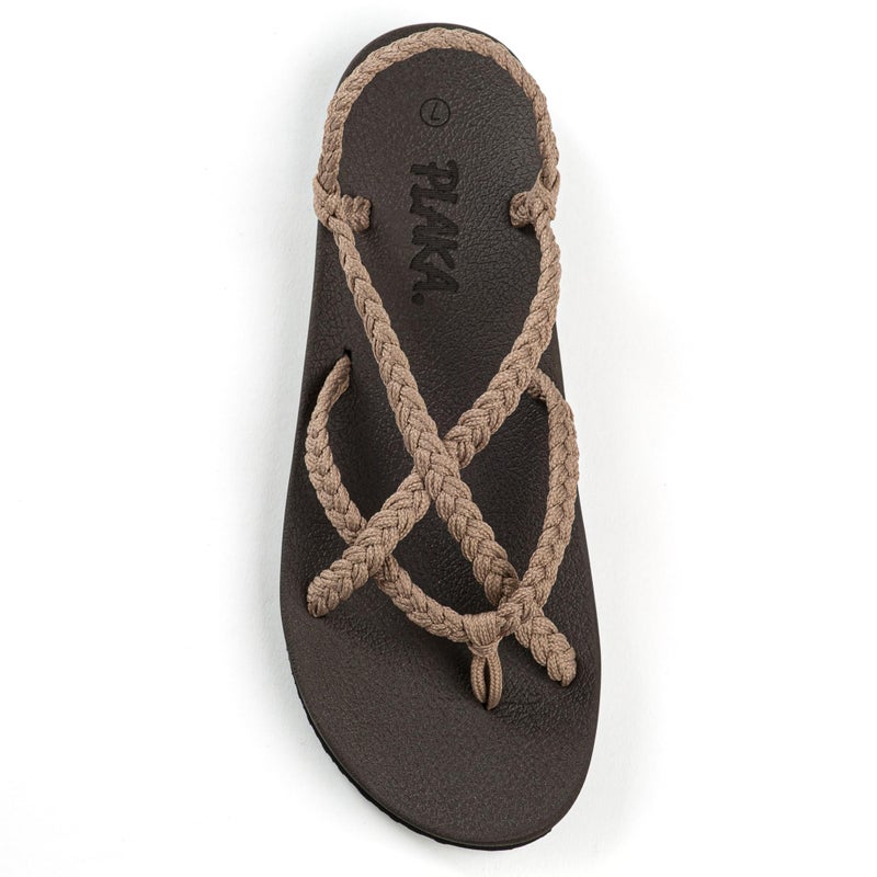 Plaka Lagoon Arch Support Sandals for Women - Comfort Collection, Strappy Braided & Water-Resistant Design - Ideal for Walking, Beach & Summer Use - Patented Sole - Brazilian Sand, Size 9 - Image 1