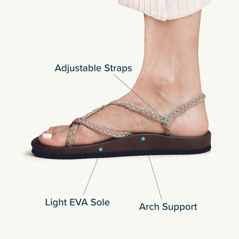 Plaka Lagoon Arch Support Sandals for Women - Comfort Collection, Strappy Braided & Water-Resistant Design - Ideal for Walking, Beach & Summer Use - Patented Sole - Brazilian Sand, Size 9 - Image 4