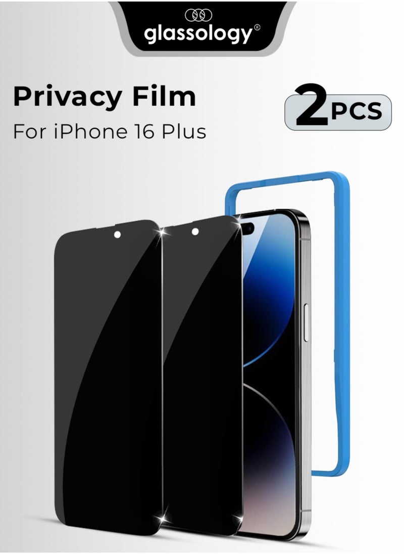 glassology - 2Pack iPhone 16 Plus Privacy Screen Protector for 6.9 Easy Install, Case-Friendly, Anti-Spy, Anti-Fingerprint, Bubble Free, 100% Privacy Protection, Includes Installation Tool - Image 1