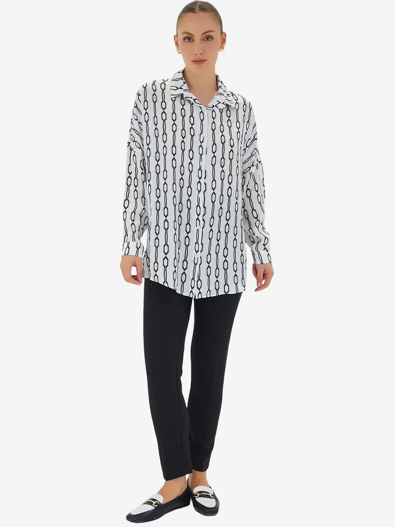 بيغ دارت Oversized Satin Button-Front Shirt
