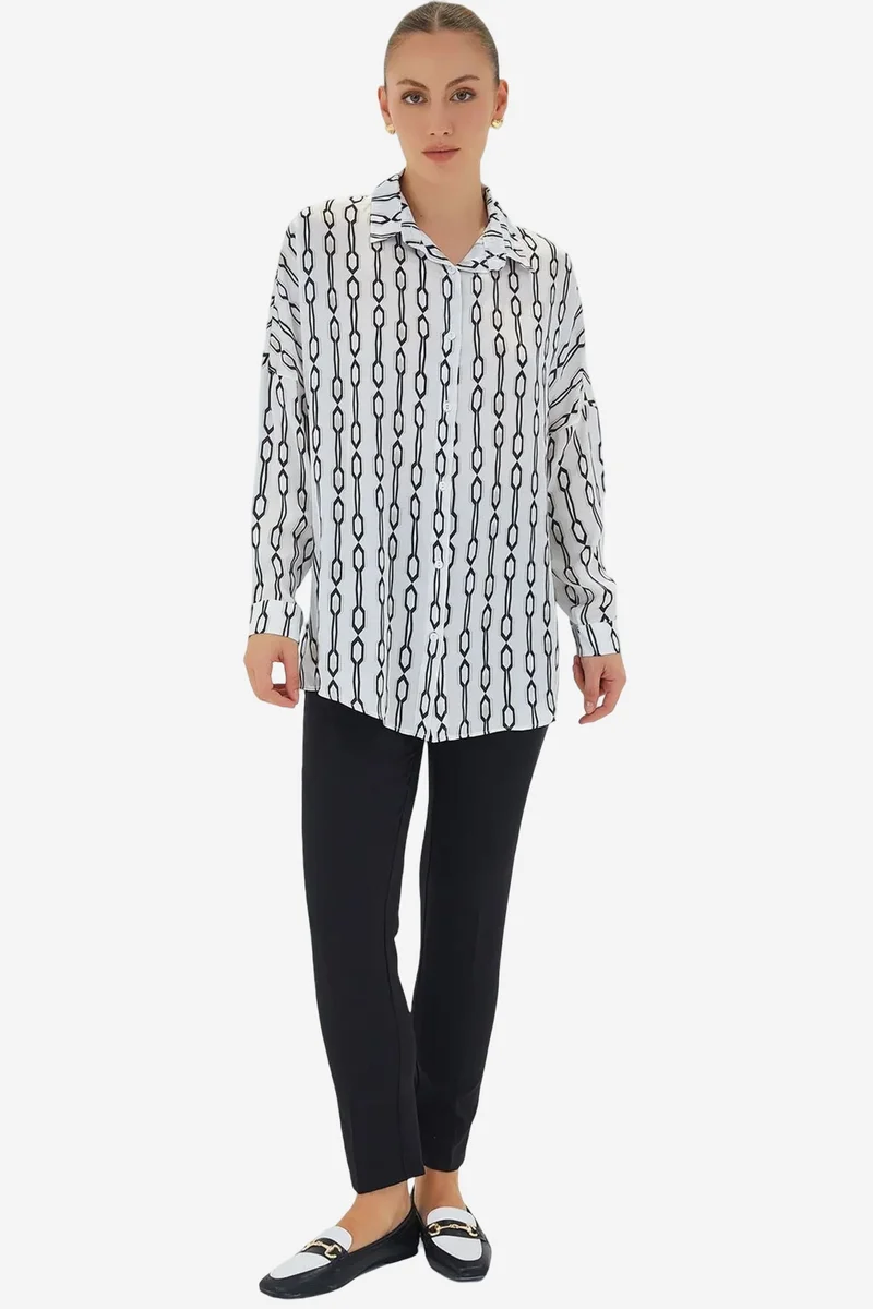 بيغ دارت Oversized Satin Button-Front Shirt