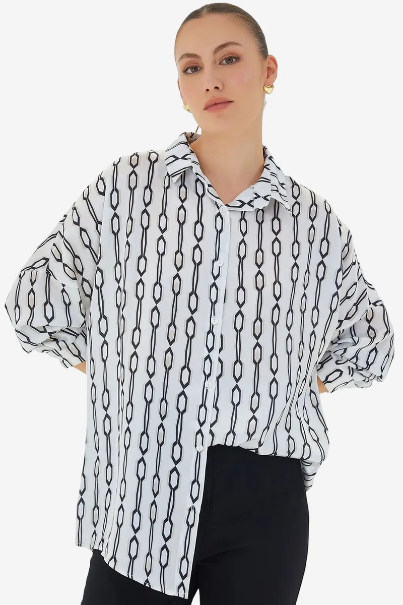 بيغ دارت Oversized Satin Button-Front Shirt