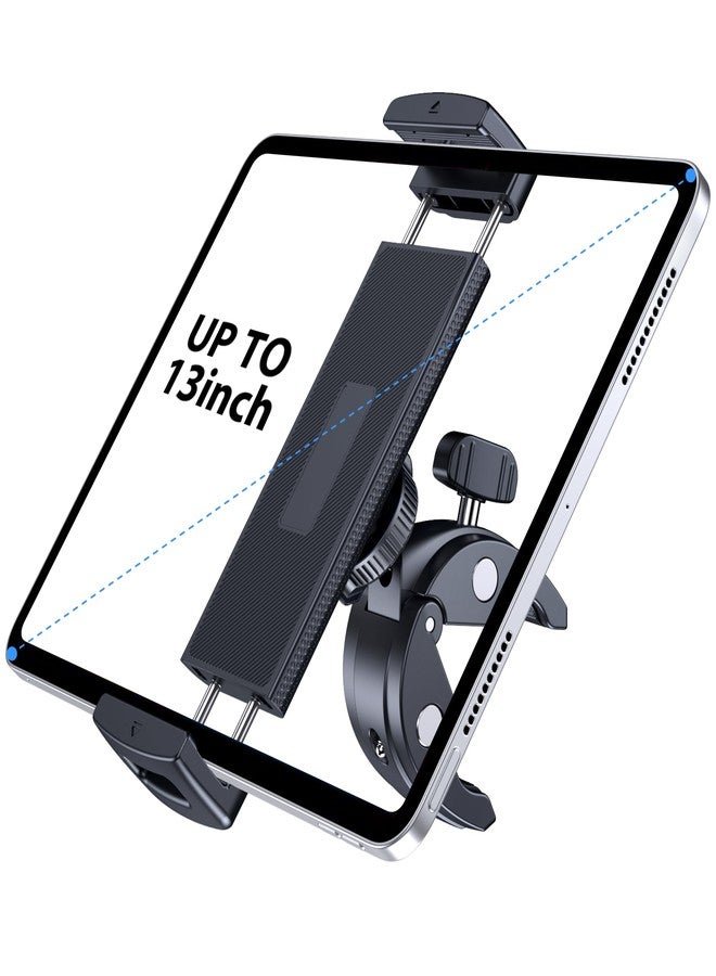 CreaDream Tablet Holder Mount for Spin Bike, Tablet Clamp for Treadmill, Indoor Stationary Bike, Stroller, Peloton, Gym Trainer Handlebar Stand Fit for iPad Pro/Air/Mini, Galaxy Tabs, Phones, 4.7-13" - Image 1