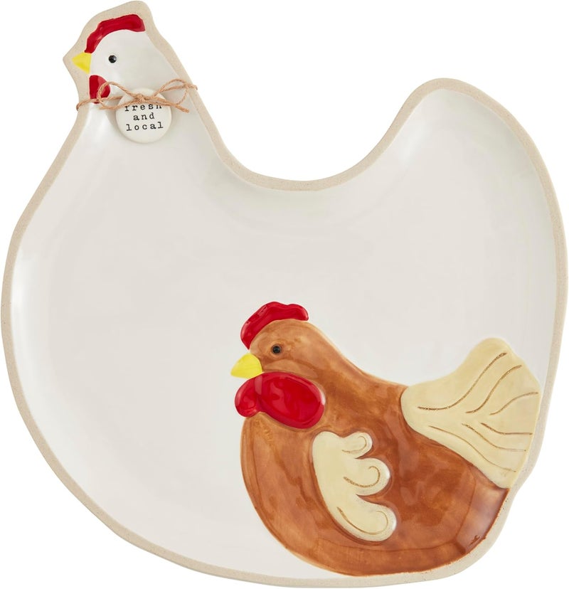 Mud Pie x 12 12 Farm Chicken Platter White - Image 1