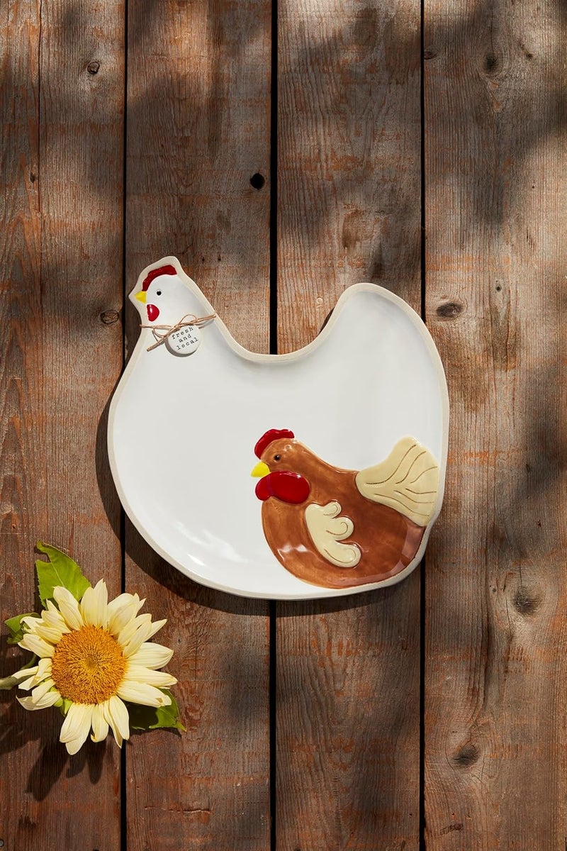 Mud Pie x 12 12 Farm Chicken Platter White - Image 2