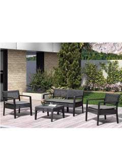 Living 4 People Conversation Sets Outdoor Wicker Rattan Chairs Garden Backyard with Table 