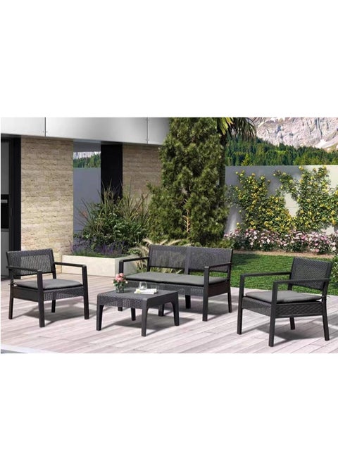 4 People Conversation Sets Outdoor Wicker Rattan Chairs Garden Backyard with Table