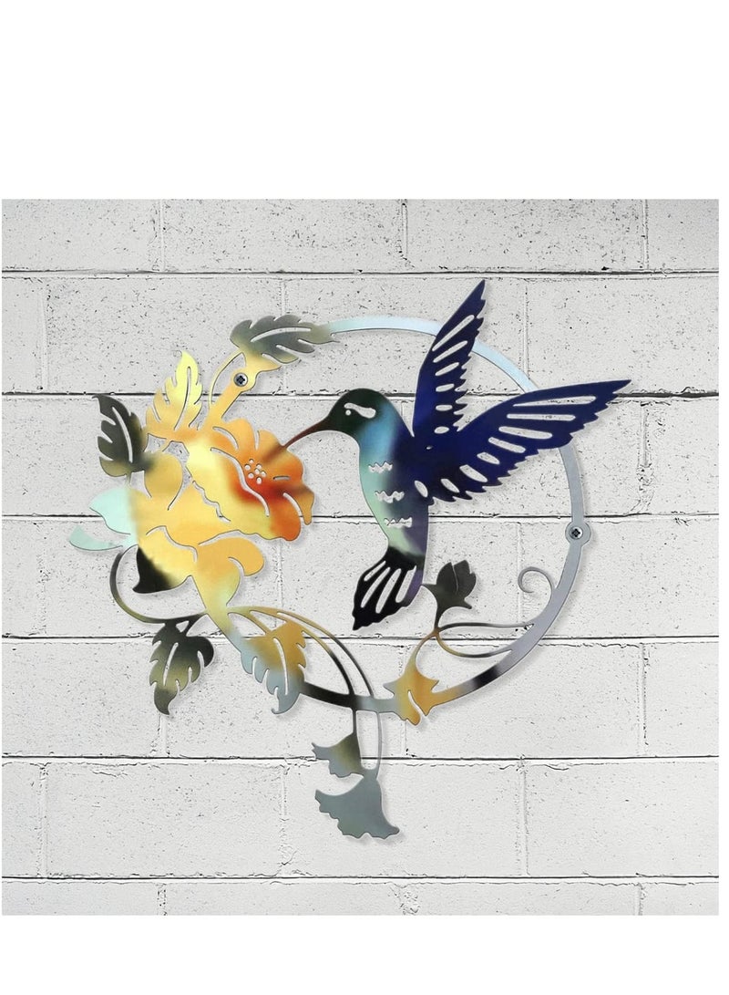 Zikra Round Metal Hummingbird Silhouette Wall Decoration Wall Decoration Metal Wall Decor Silhouette Art for Gift Present Indoor Outdoor Garden Home Decoration - Image 2