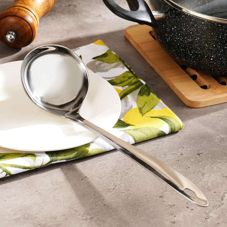 Pan Home مغرفة حساء كروم 28 سم للمطبخ