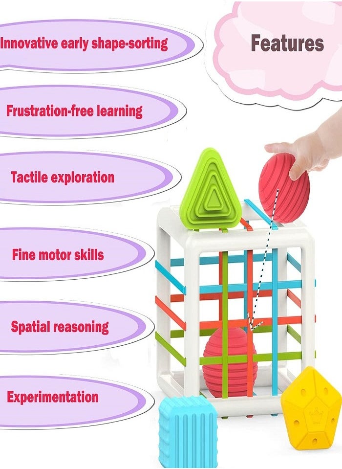 Generic - Montessori Toys for 1 Year Old,Baby Sorter Toy Colorful Cube and 6 Pcs Multi Sensory Shape, Toddler Developmental Learning Toys Birthday Gifts,Baby Toys 6-12-18 Months - Image 1