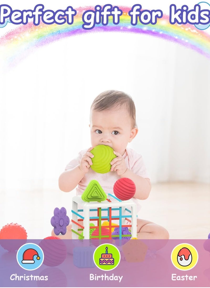 Generic - Montessori Toys for 1 Year Old,Baby Sorter Toy Colorful Cube and 6 Pcs Multi Sensory Shape, Toddler Developmental Learning Toys Birthday Gifts,Baby Toys 6-12-18 Months - Image 1